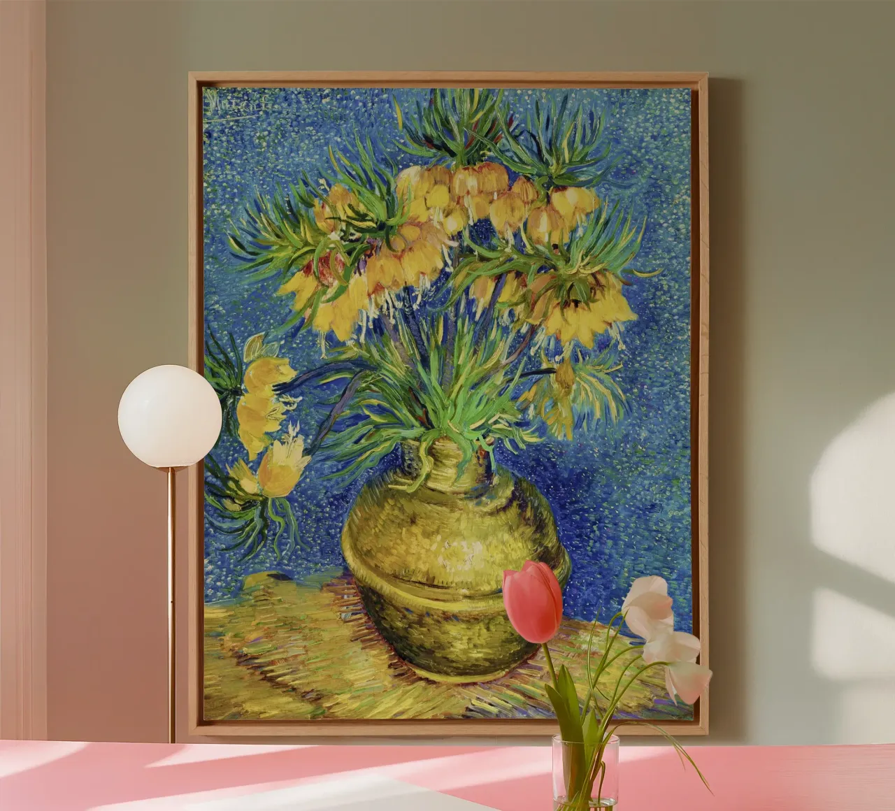Vincent van Gogh - Fritillarie imperiali in un vaso di rame tela con Cornice a cassetta da Venus Art