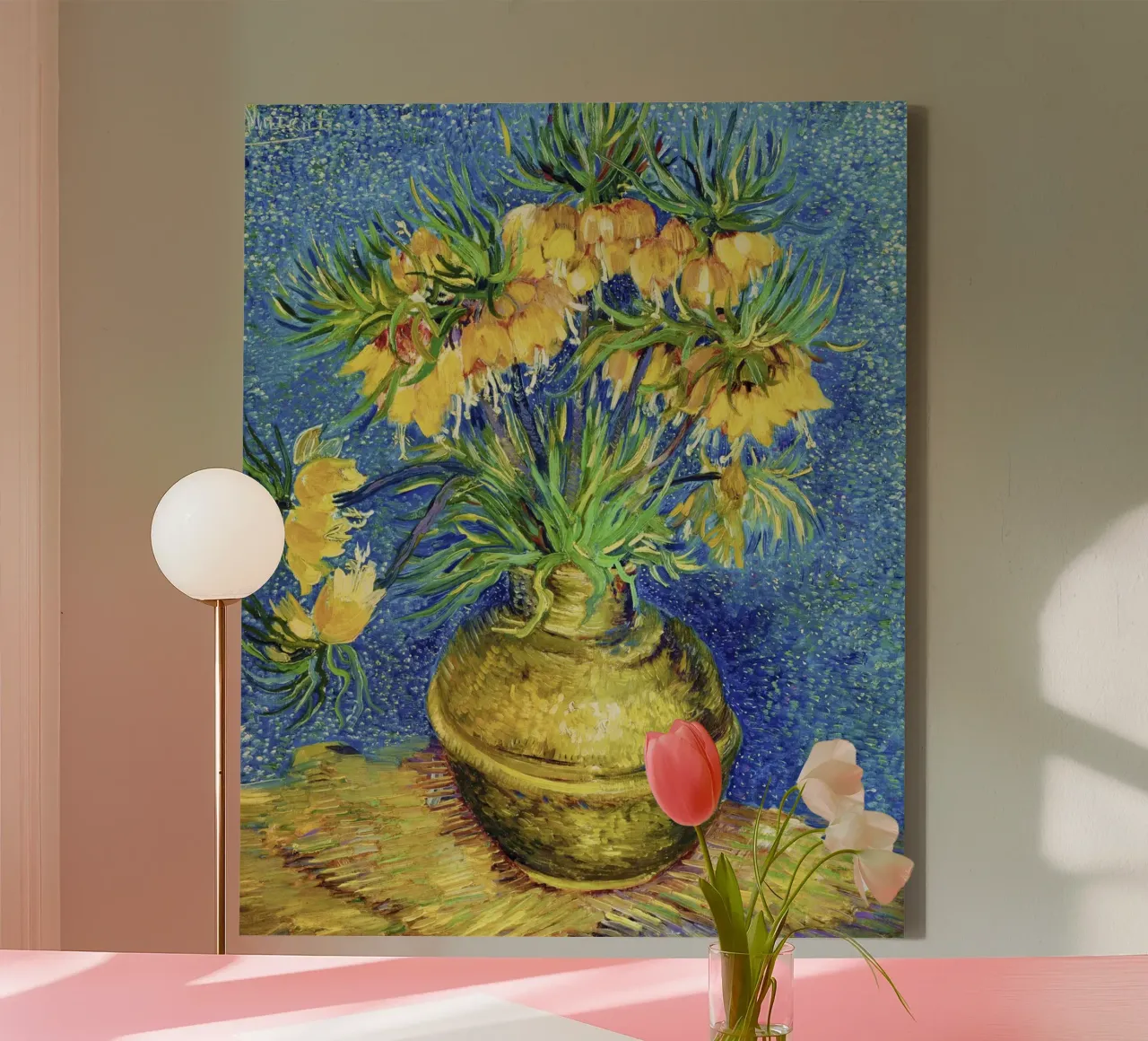 Vincent van Gogh - Fritillarie imperiali in un vaso di rame tela con Cornice a cassetta da Venus Art