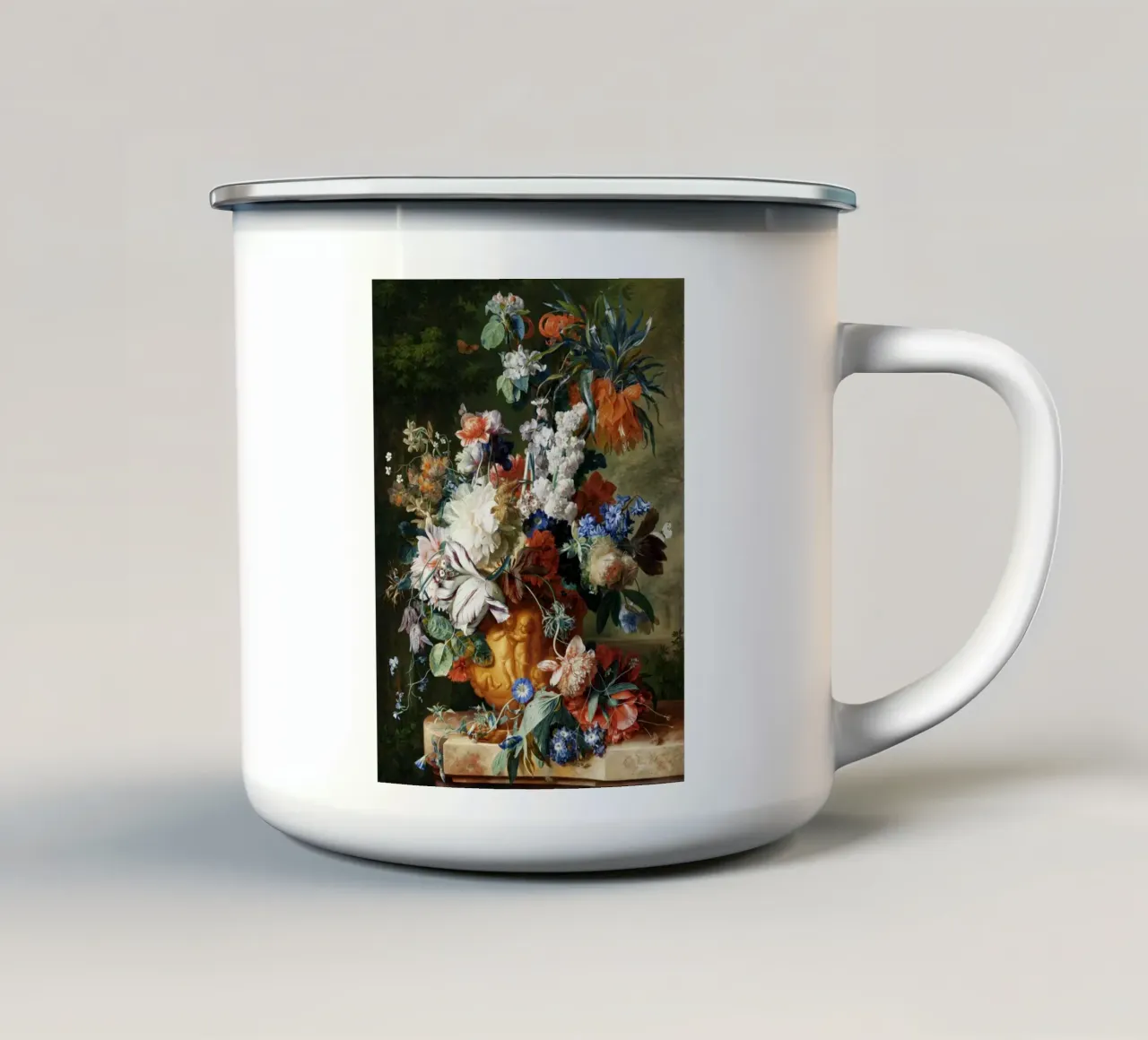 Bouquet of Flowers in an Urn tazza in smalto da vintageshop