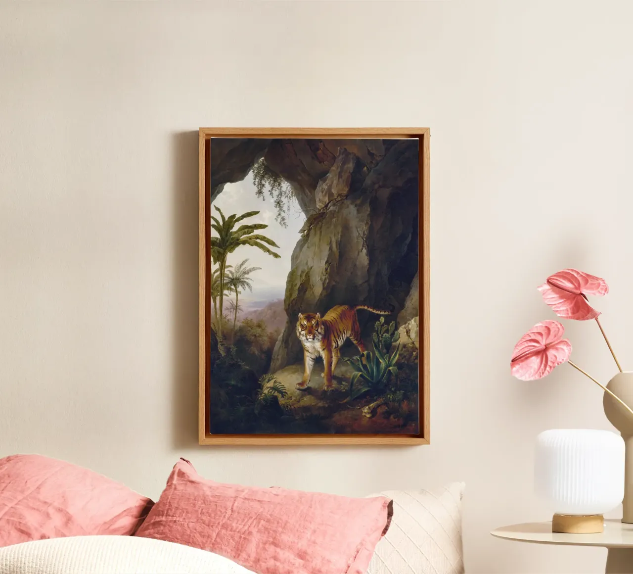 Tiger in a Cave canvas with Floater frame by vintageshop