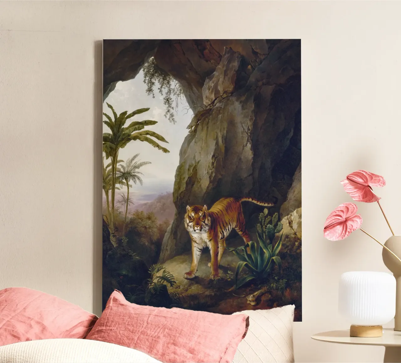 Tiger in a Cave canvas with Floater frame by vintageshop