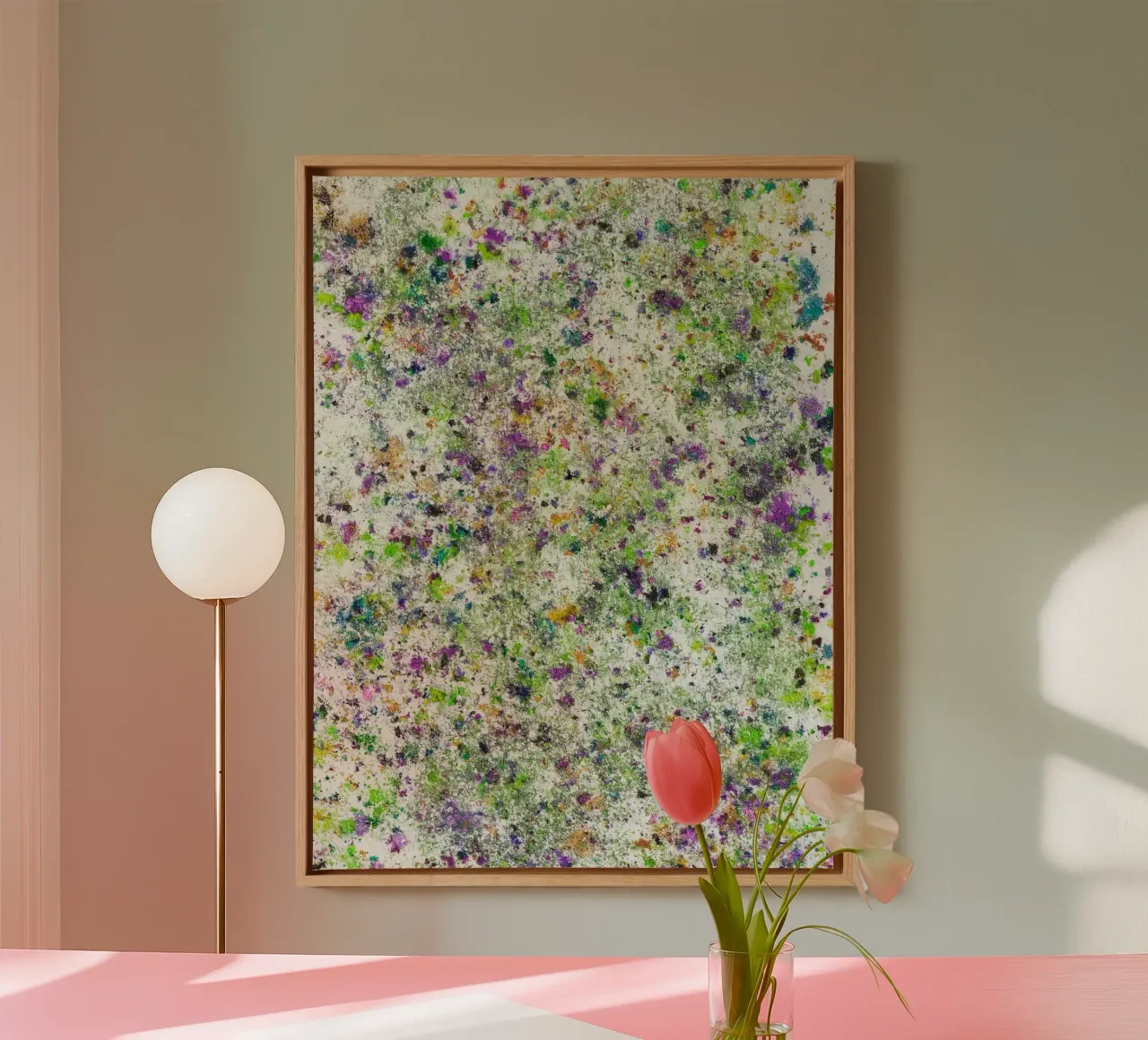 Abstract Artwork Colorful #5 canvas with Floater frame by kathrinmay