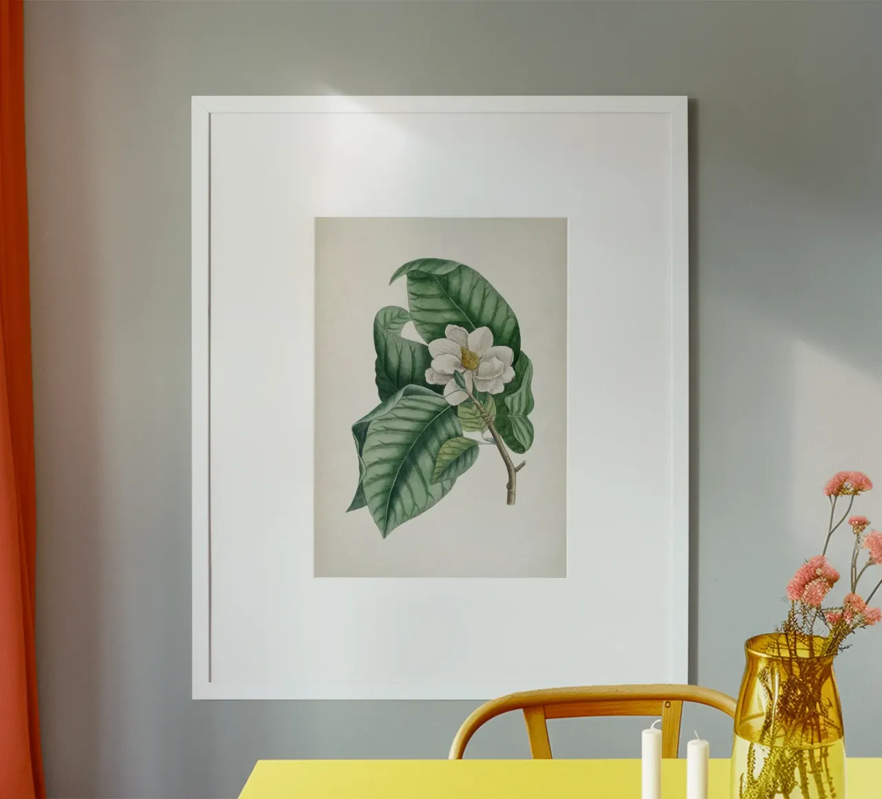 Vintage Catesby 2 Magnolia Parvus poster con telaio in alluminio da Vintage Print Collection