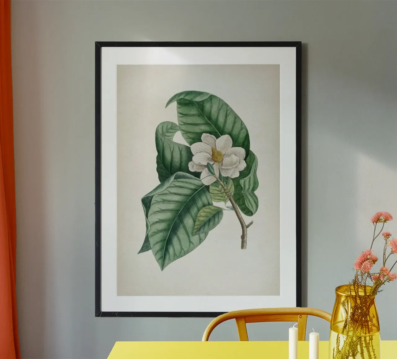 Vintage Catesby 2 Magnolia Parvus poster con telaio in alluminio da Vintage Print Collection