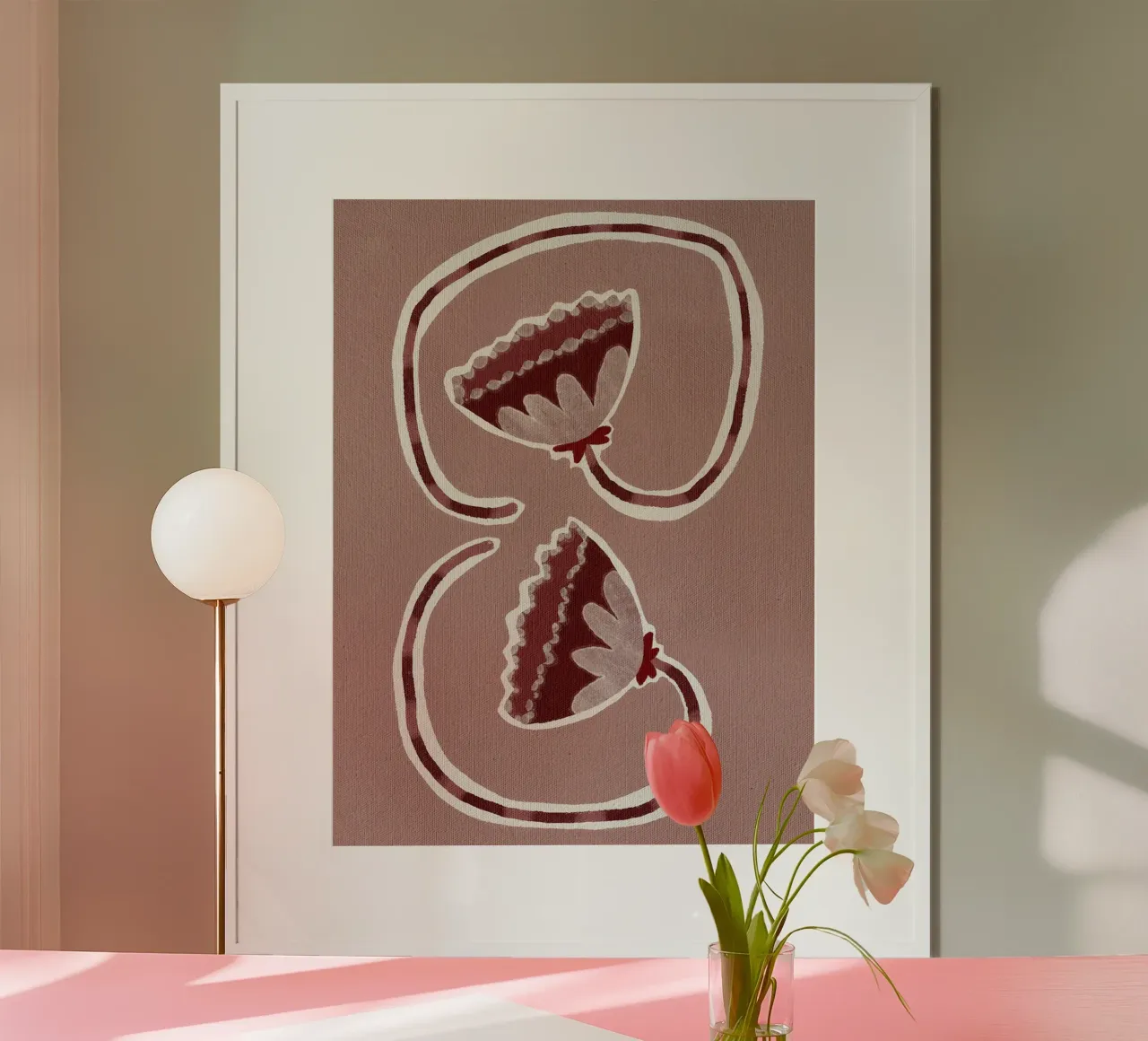 Delicate blossom I di Shatha Dafai poster con telaio in legno da Linda Richardson