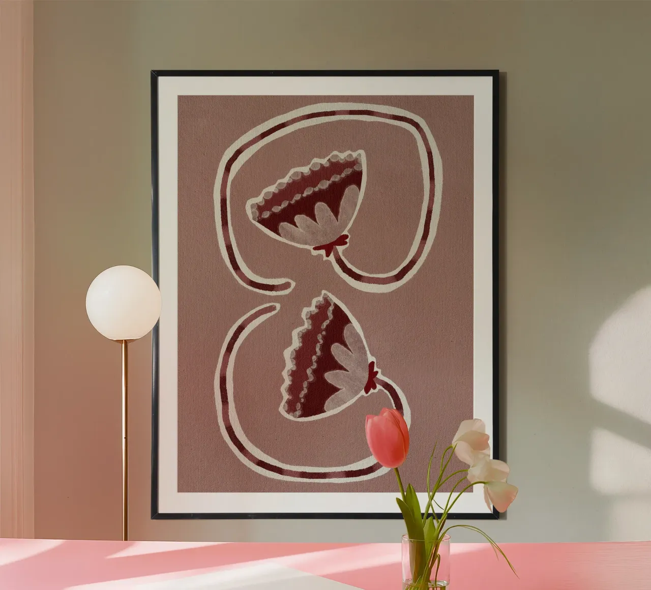 Delicate blossom I di Shatha Dafai poster con telaio in legno da Linda Richardson