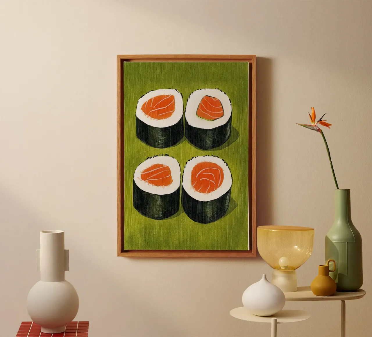 Sushi tela con Cornice a cassetta da Curious Canvas