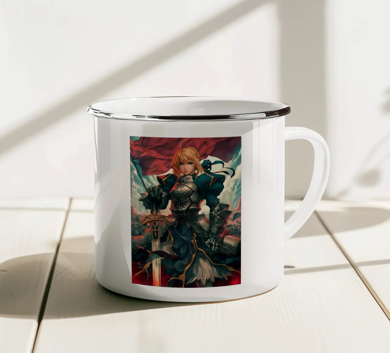 Altria Pendragon Saber Excalibur Morgan Knight Fate tazza in smalto da Fleur de Lys