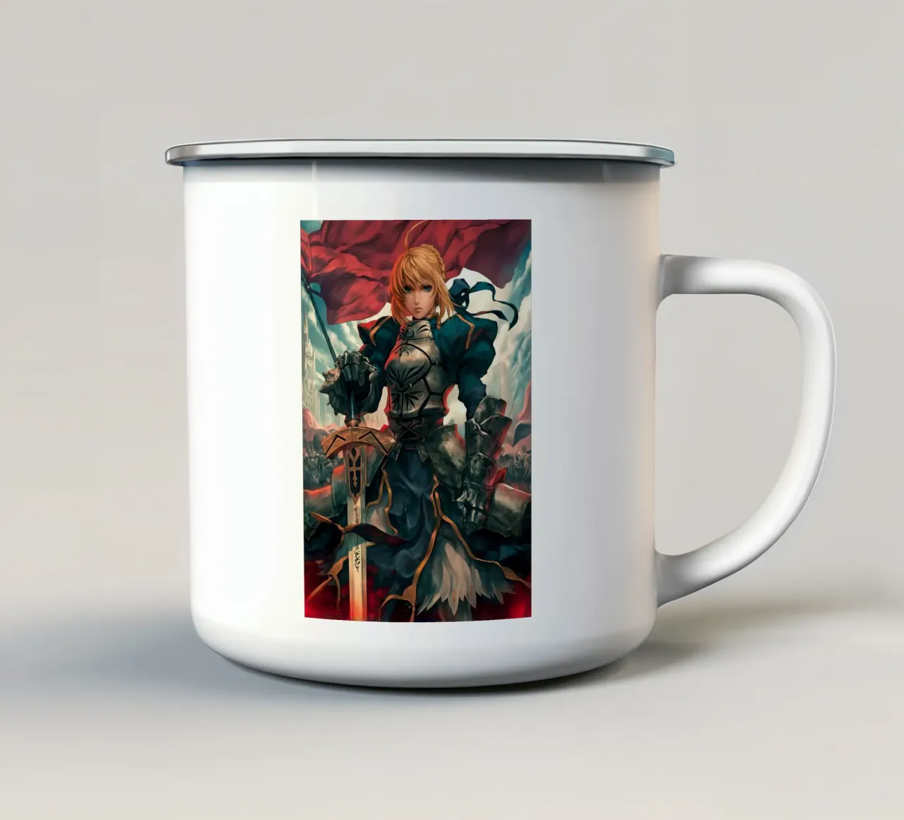 Altria Pendragon Saber Excalibur Morgan Knight Fate tazza in smalto da Fleur de Lys
