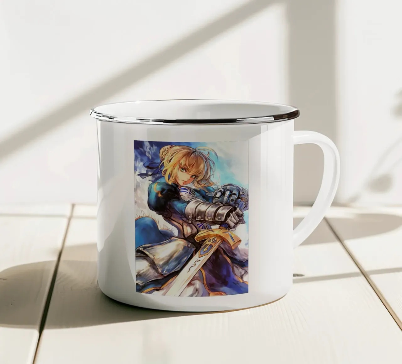 Altria Pendragon Saber Excalibur Morgan Knight Fate tazza in smalto da Fleur de Lys