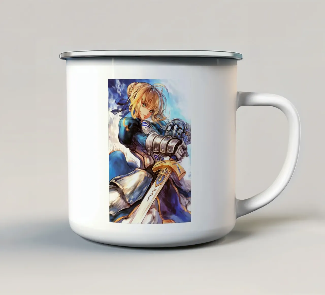 Altria Pendragon Saber Excalibur Morgan Knight Fate tazza in smalto da Fleur de Lys