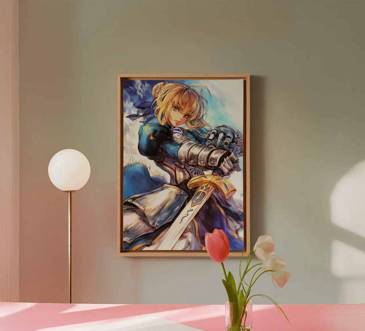 Altria Pendragon Saber Excalibur Morgan Knight Fate tela con Cornice a cassetta da Fleur de Lys