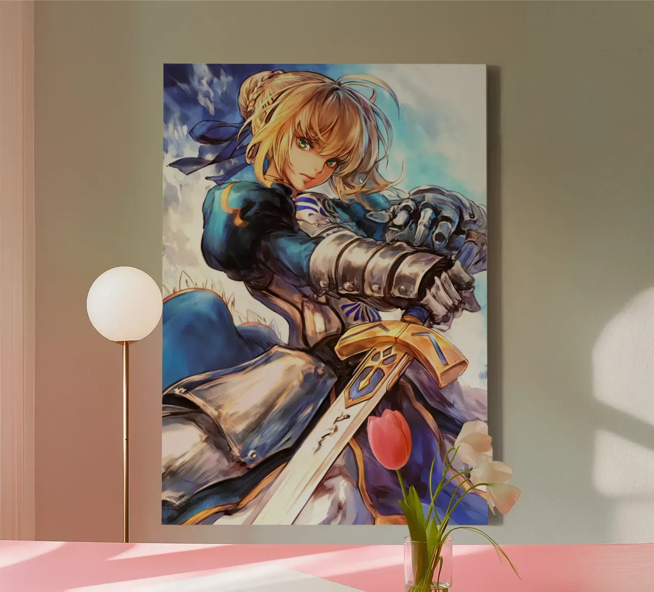 Altria Pendragon Saber Excalibur Morgan Knight Fate tela con Cornice a cassetta da Fleur de Lys