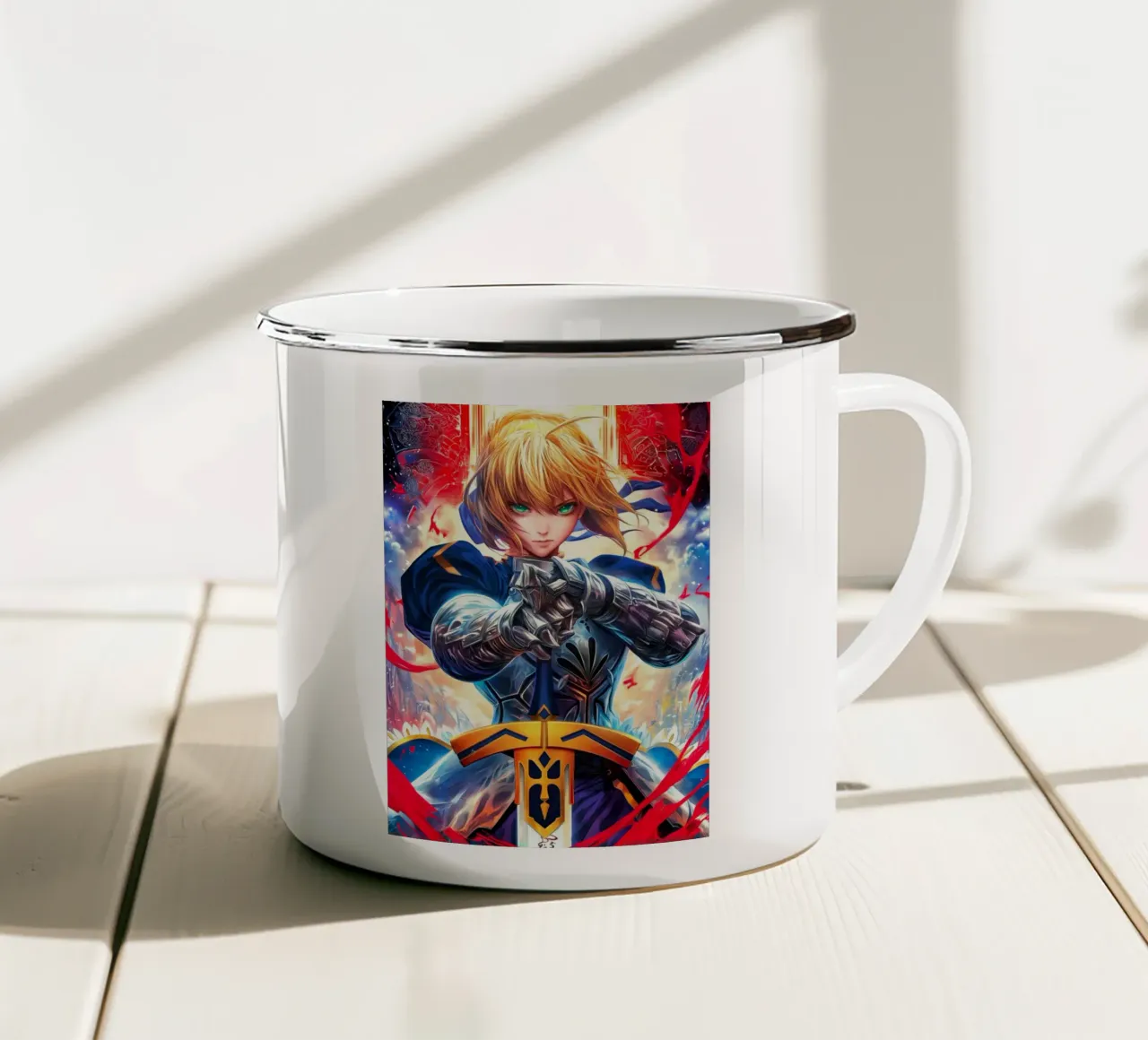 Altria Pendragon Saber Excalibur Morgan Knight Fate tazza in smalto da Fleur de Lys