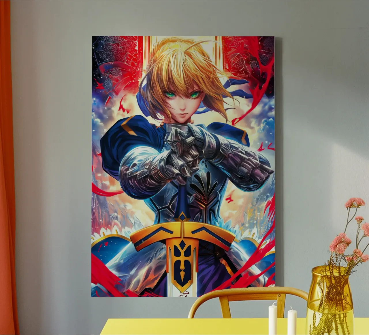 Altria Pendragon Saber Excalibur Morgan Knight Fate tela con Cornice a cassetta da Fleur de Lys