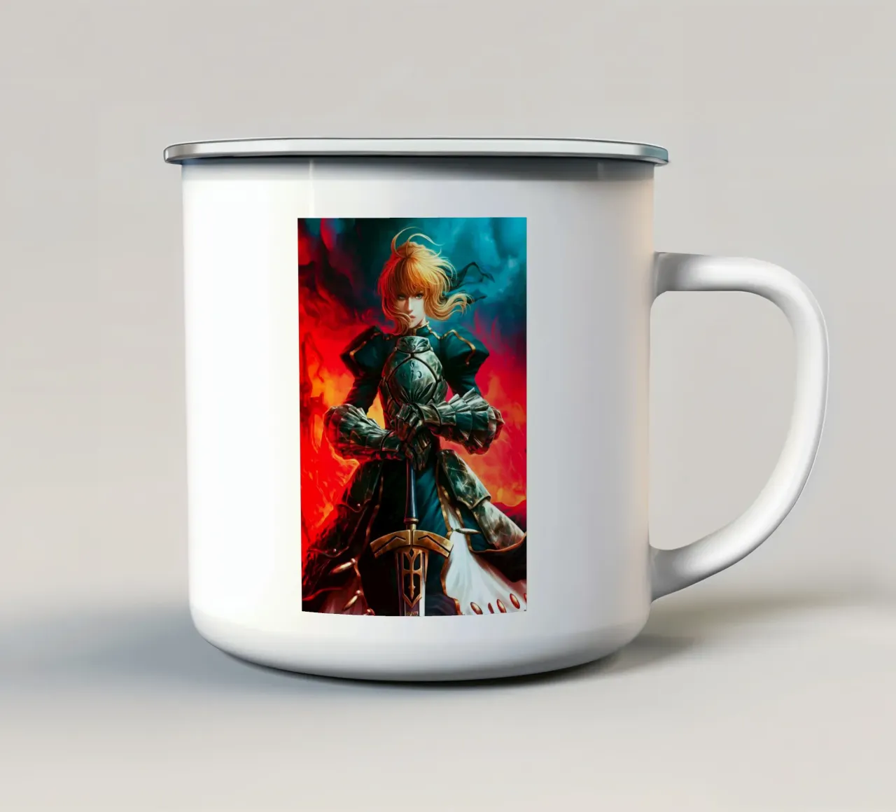 Altria Pendragon Saber Excalibur Morgan Knight Fate tazza in smalto da Fleur de Lys