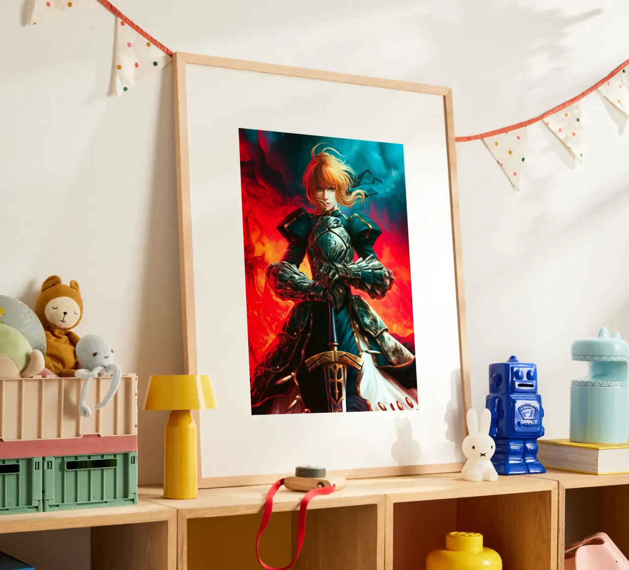 Altria Pendragon Saber Excalibur Morgan Knight Fate poster con telaio in plastica da Fleur de Lys