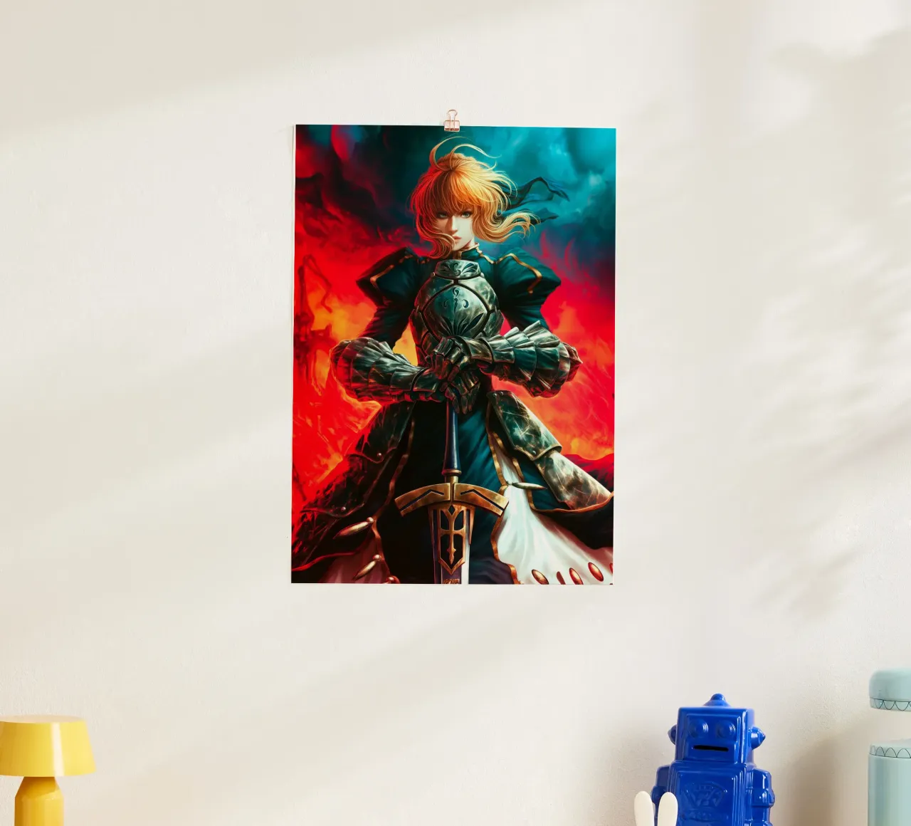 Altria Pendragon Saber Excalibur Morgan Knight Fate poster con telaio in plastica da Fleur de Lys