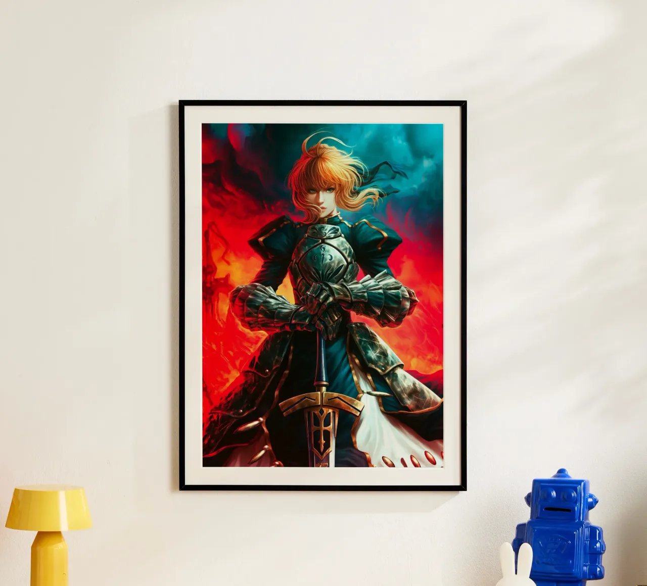 Altria Pendragon Saber Excalibur Morgan Knight Fate poster con telaio in plastica da Fleur de Lys