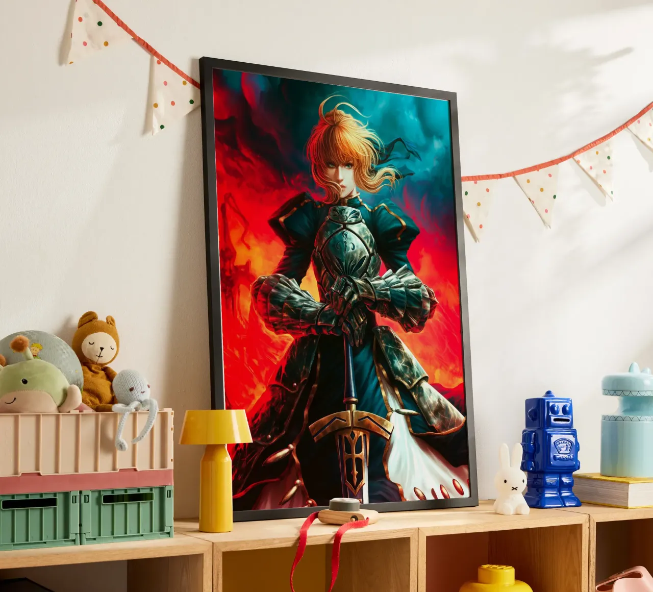 Altria Pendragon Saber Excalibur Morgan Knight Fate poster con telaio in plastica da Fleur de Lys