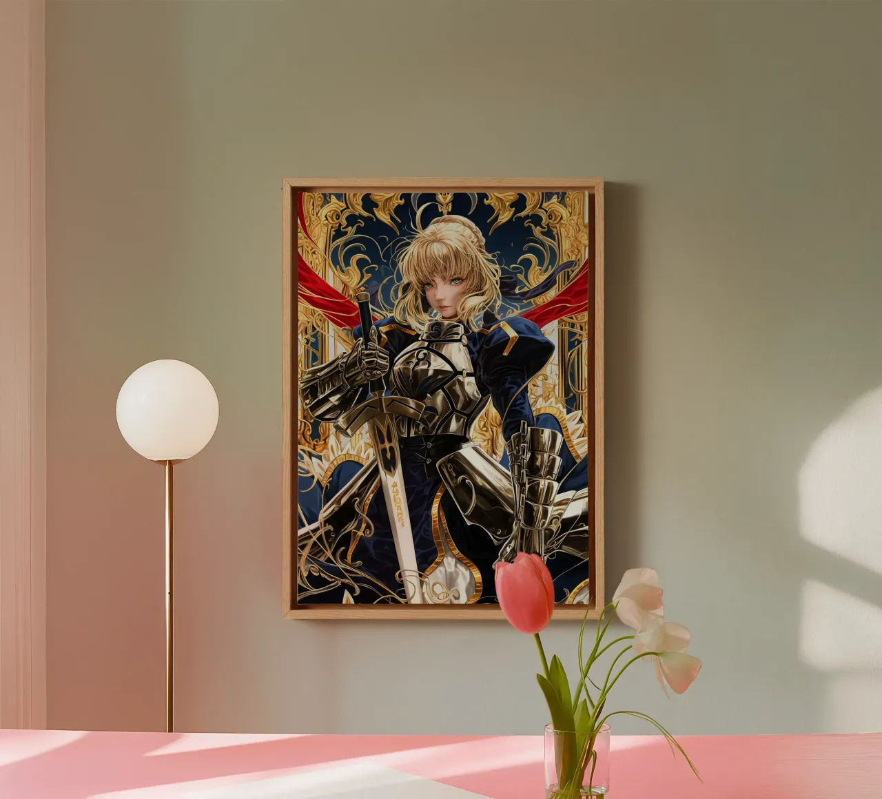 Altria Pendragon Saber Excalibur Morgan Knight Fate tela con Cornice a cassetta da Fleur de Lys