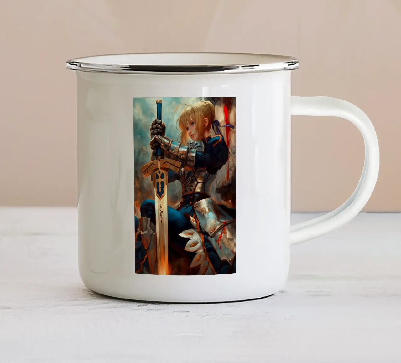 Altria Pendragon Saber Excalibur Morgan Knight Fate tazza in smalto da Fleur de Lys