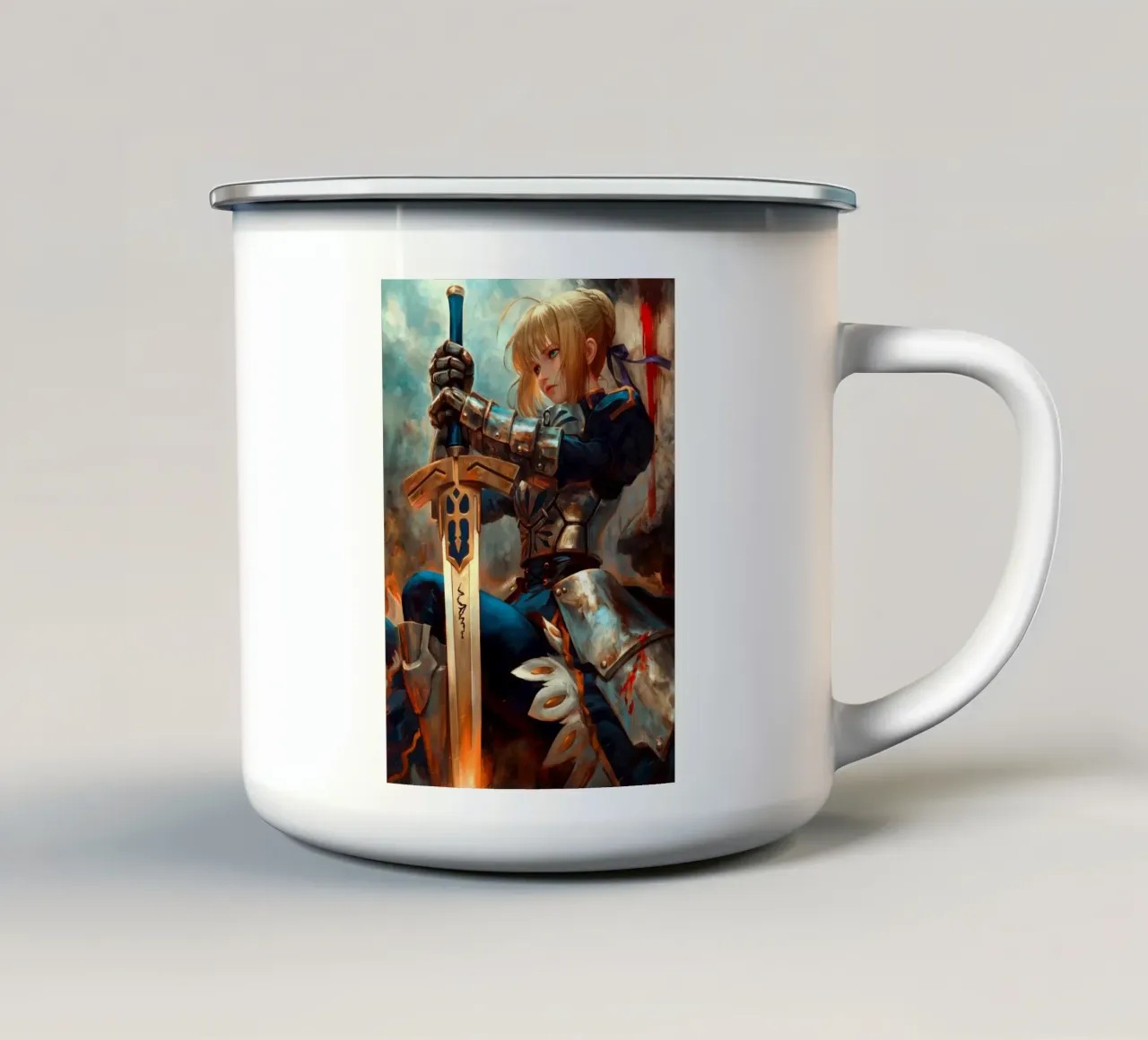 Altria Pendragon Saber Excalibur Morgan Knight Fate tazza in smalto da Fleur de Lys