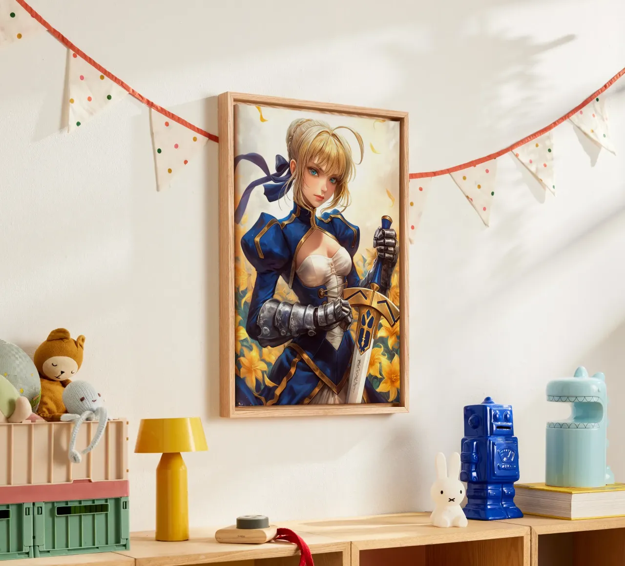 Saber Fate Series canvas with Floater frame by Stellar Creative