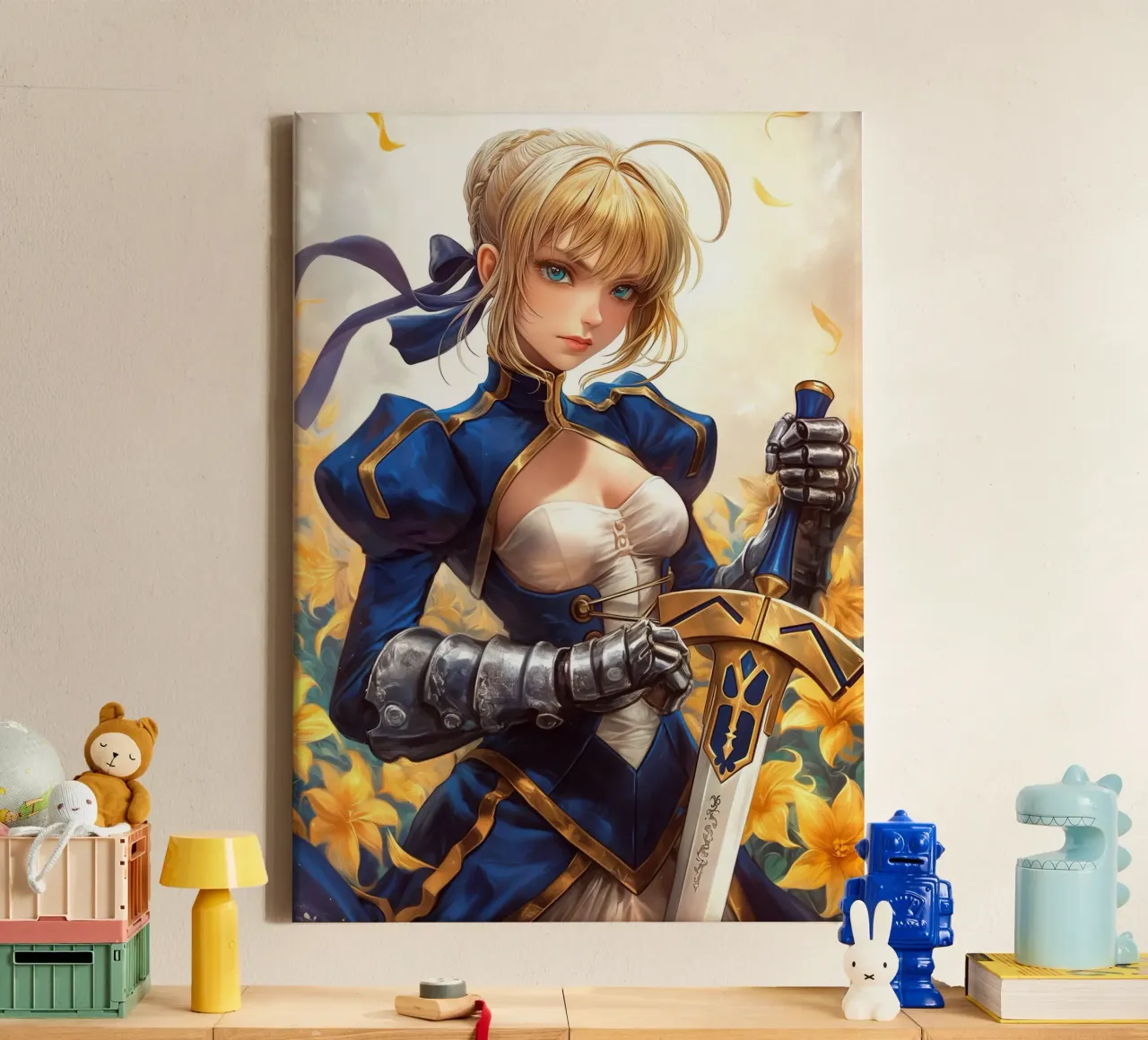 Saber Fate Series canvas with Floater frame by Stellar Creative