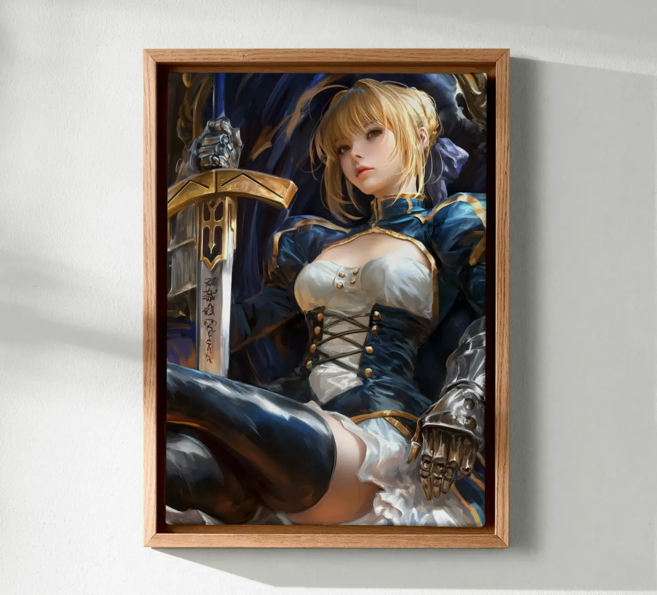 Saber Fate Reihe Leinwand mit Schattenfugenrahmen von Stellar Creative