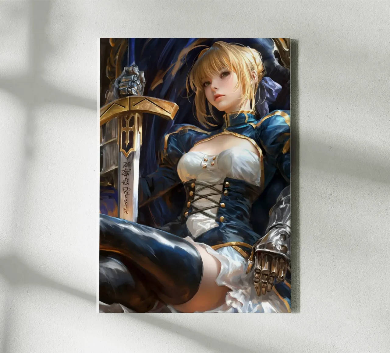 Saber Fate Reihe Leinwand mit Schattenfugenrahmen von Stellar Creative