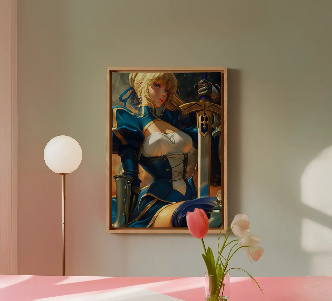 Saber Fate Series canvas with Floater frame by Stellar Creative