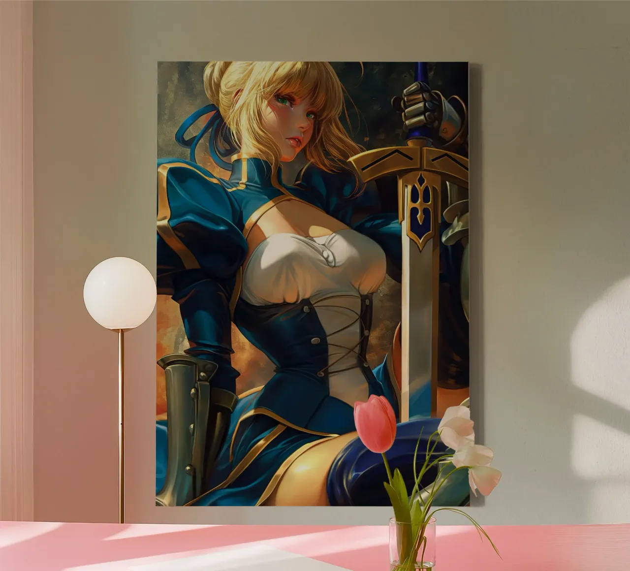 Saber Fate Series canvas with Floater frame by Stellar Creative