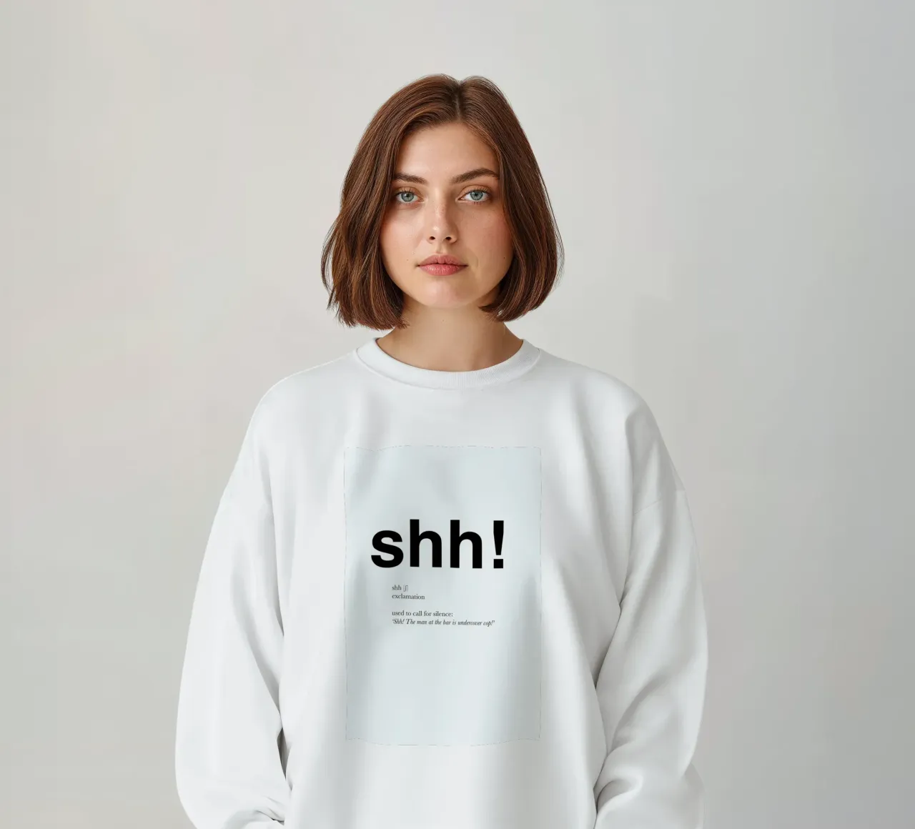 The shh interjection sweatshirt by Matěj Kašpar Jirásek