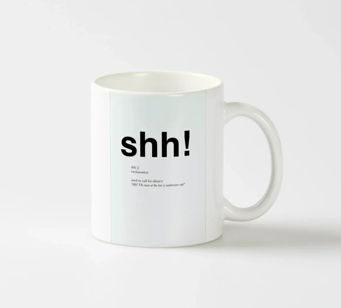 The shh interjection ceramic mug by Matěj Kašpar Jirásek