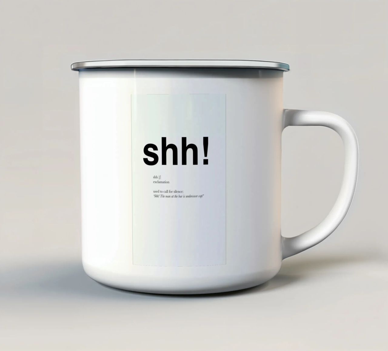 The shh interjection tazza in smalto da Matěj Kašpar Jirásek