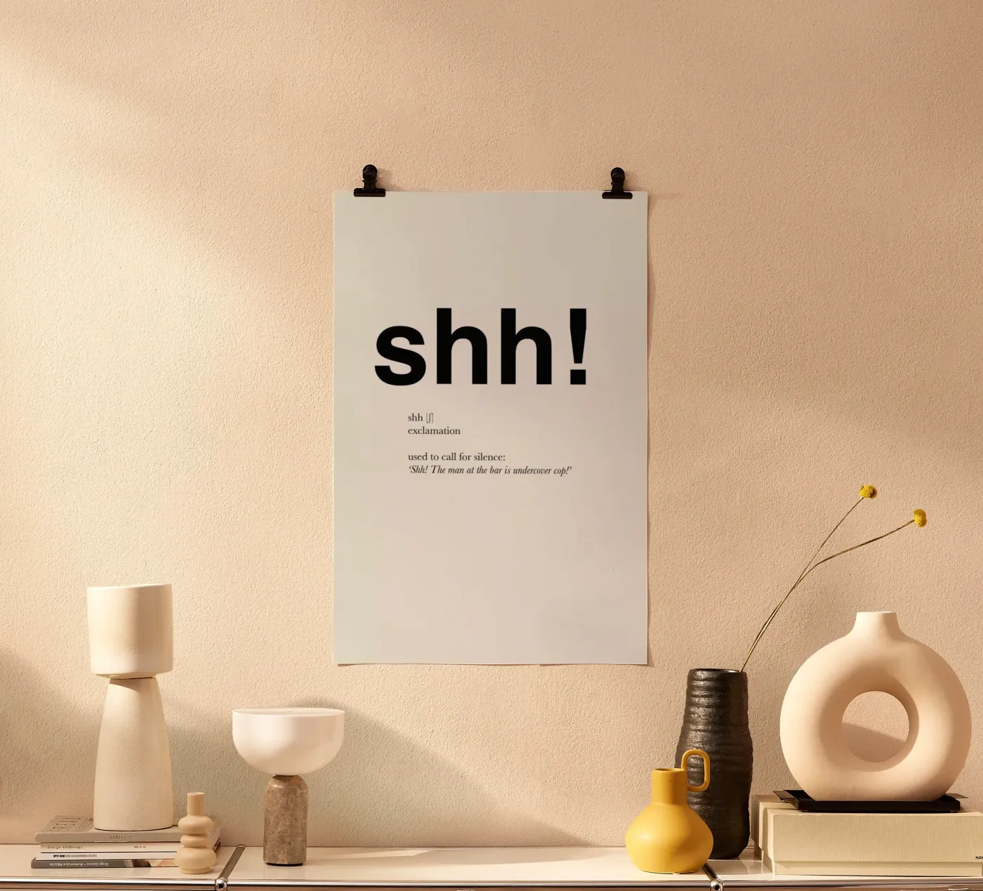 The shh interjection poster by Matěj Kašpar Jirásek