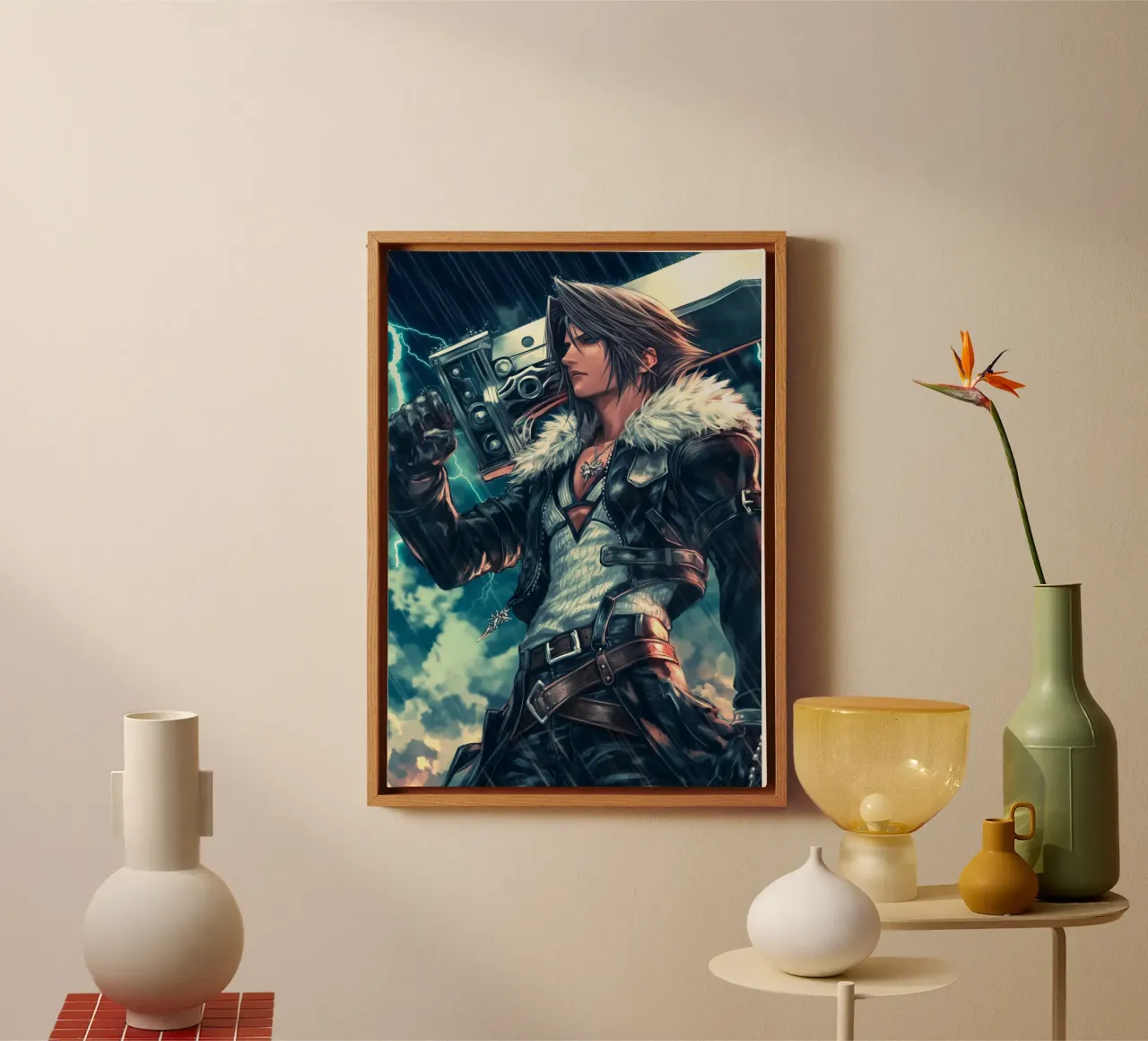 FFVIII Squall Leonhart Final Fantasy canvas met Baklijst van Voxel Visionaries
