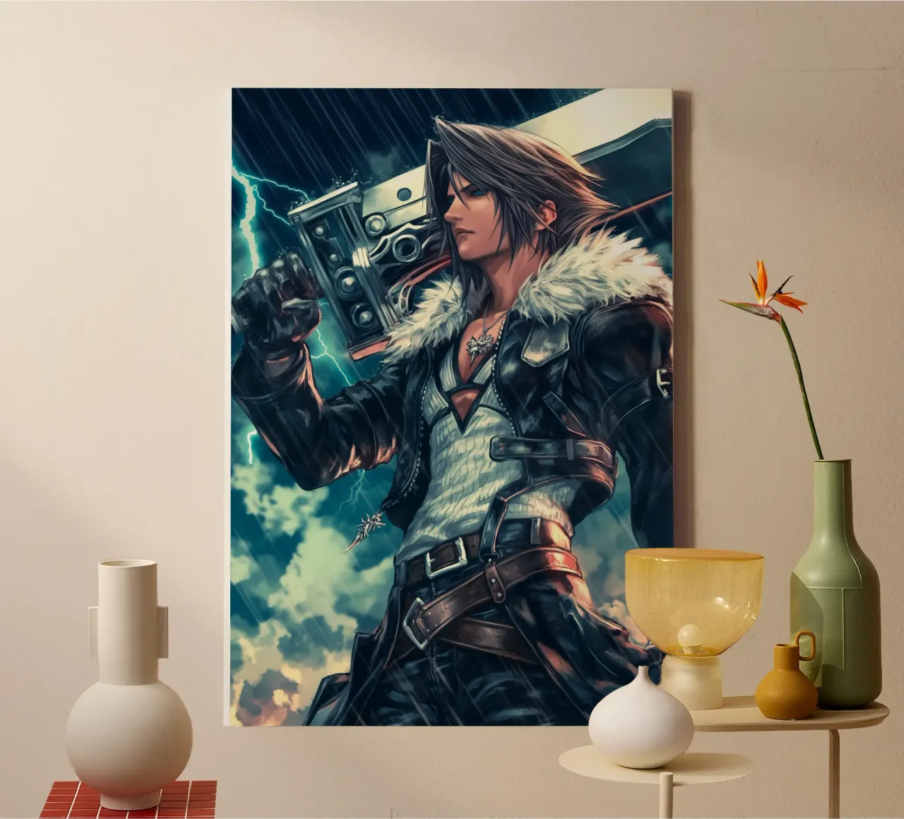 FFVIII Squall Leonhart Final Fantasy canvas met Baklijst van Voxel Visionaries