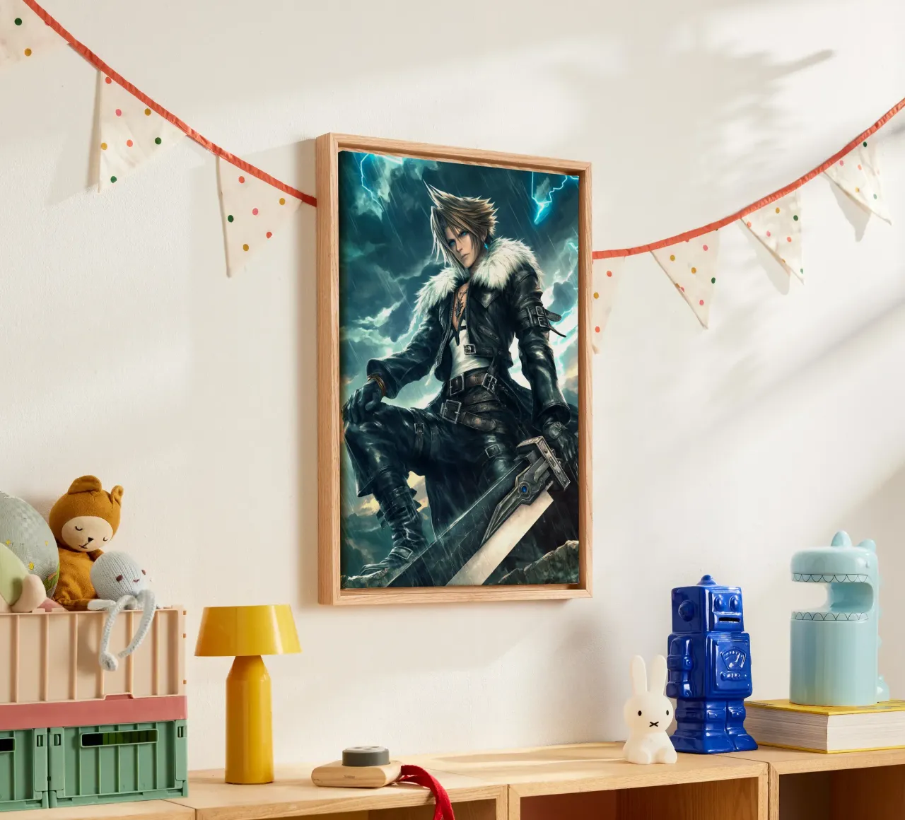 FFVIII FF8 Squall Leonhart Final Fantasy canvas with Floater frame by Fleur de Lys