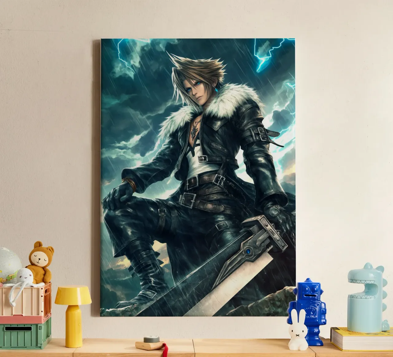 FFVIII FF8 Squall Leonhart Final Fantasy canvas with Floater frame by Fleur de Lys