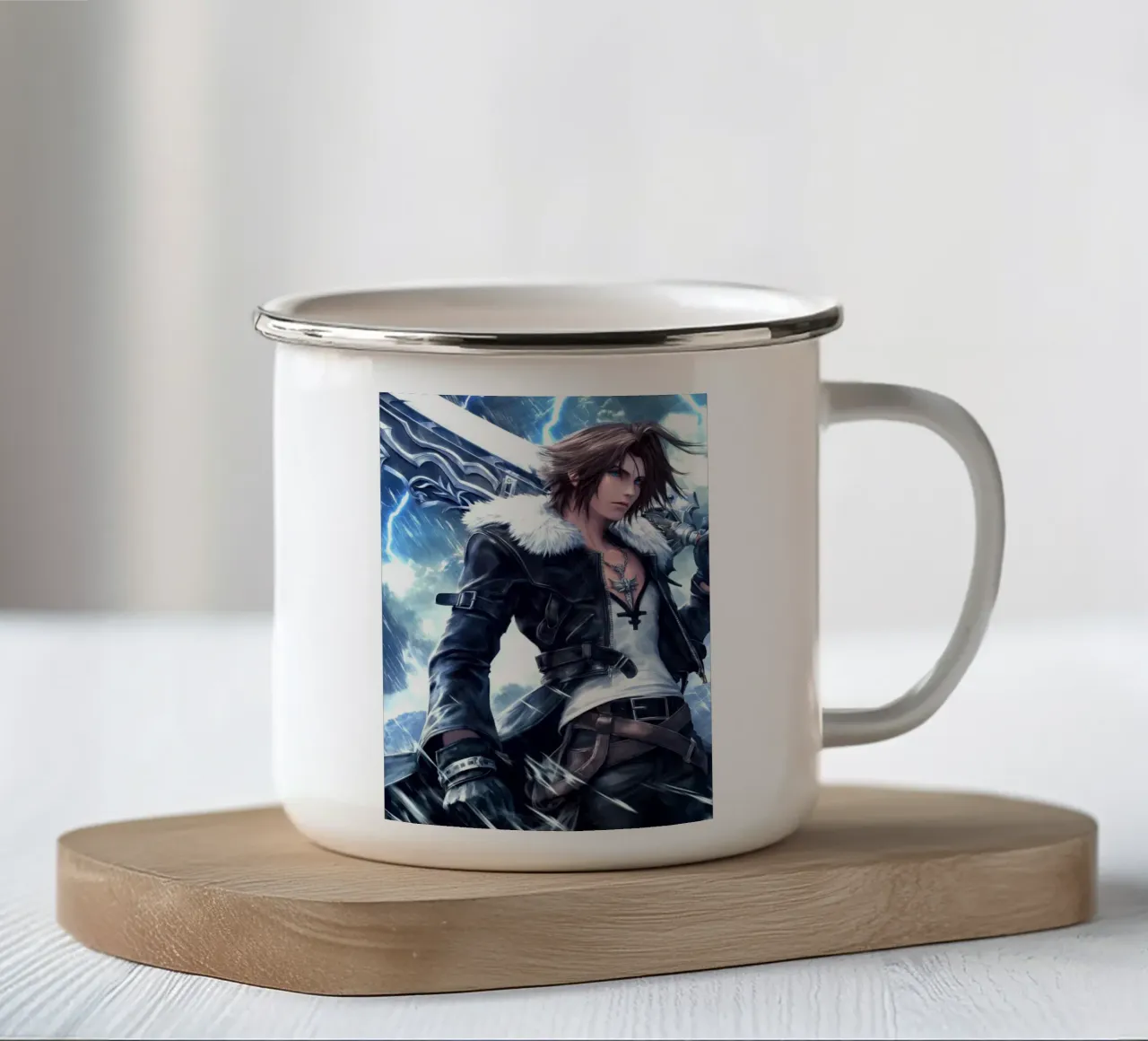 FFVIII FF8 Squall Leonhart Final Fantasy tazza in smalto da Fleur de Lys