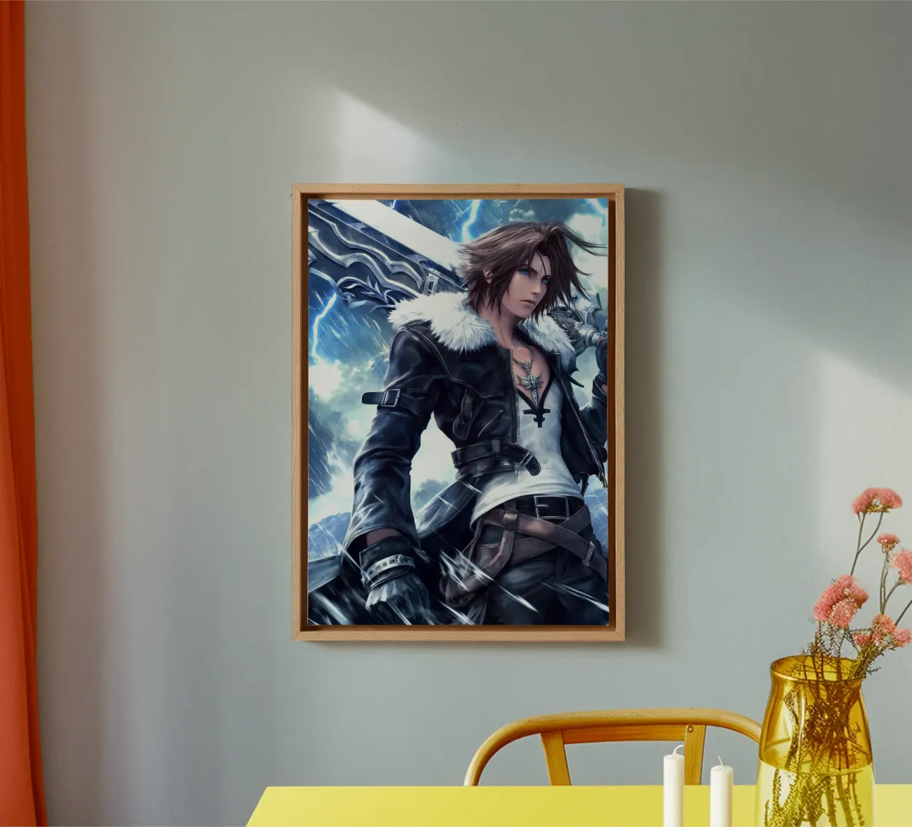 FFVIII FF8 Squall Leonhart Final Fantasy canvas with Floater frame by Fleur de Lys