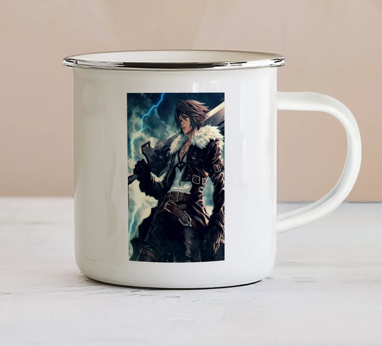 FFVIII FF8 Squall Leonhart Final Fantasy tazza in smalto da Fleur de Lys