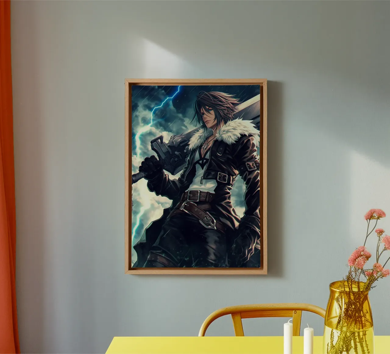 FFVIII FF8 Squall Leonhart Final Fantasy canvas with Floater frame by Fleur de Lys