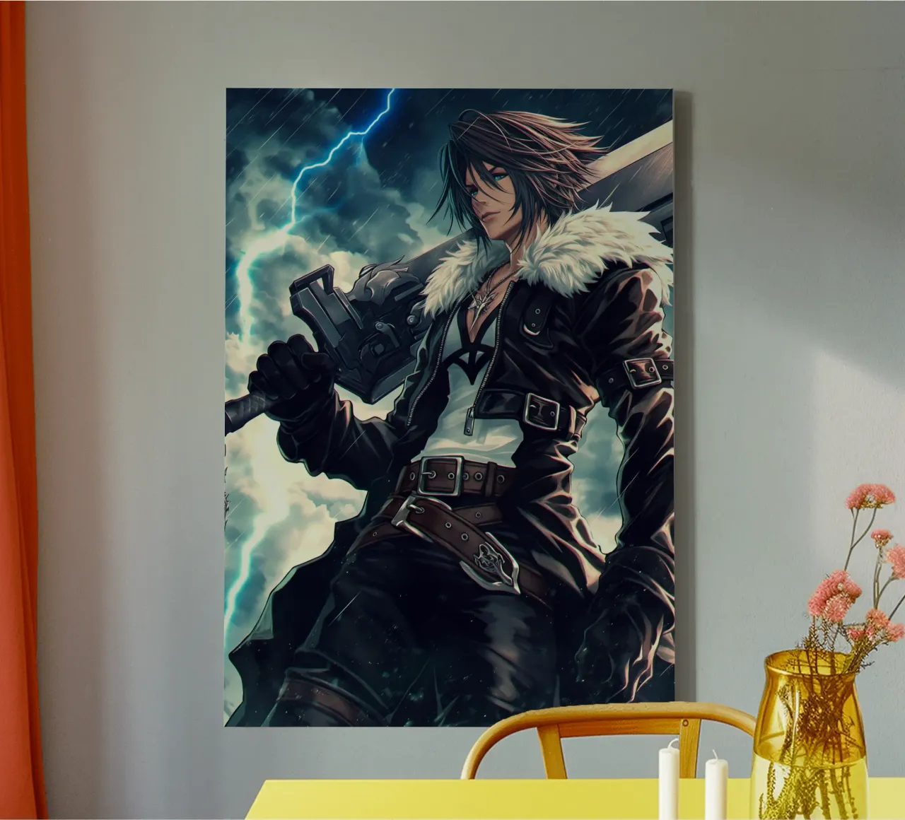 FFVIII FF8 Squall Leonhart Final Fantasy canvas with Floater frame by Fleur de Lys