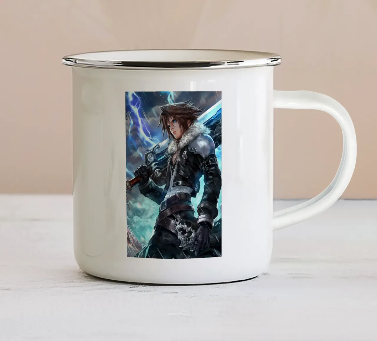 FFVIII FF8 Squall Leonhart Final Fantasy tazza in smalto da Fleur de Lys