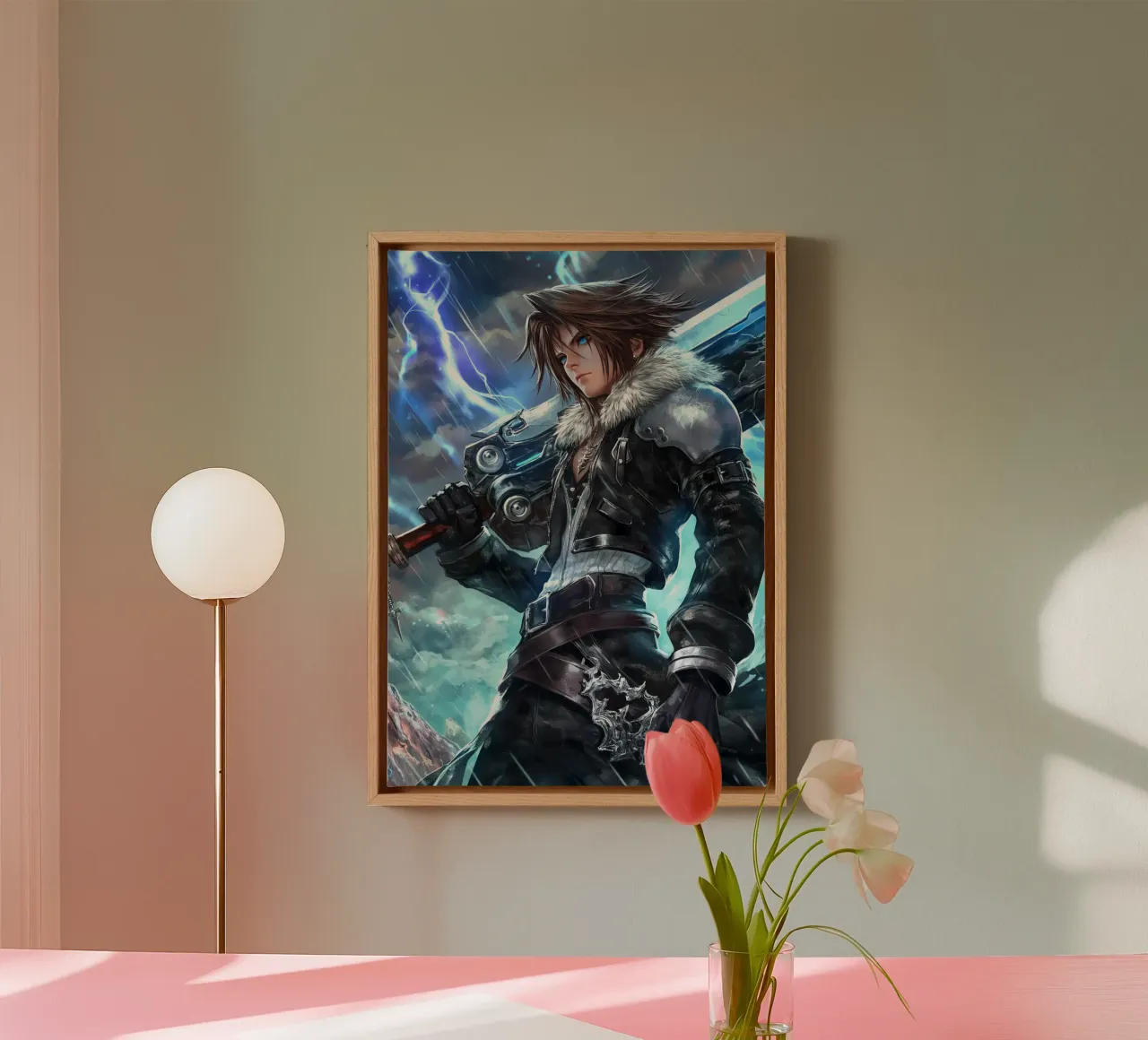 FFVIII FF8 Squall Leonhart Final Fantasy canvas with Floater frame by Fleur de Lys