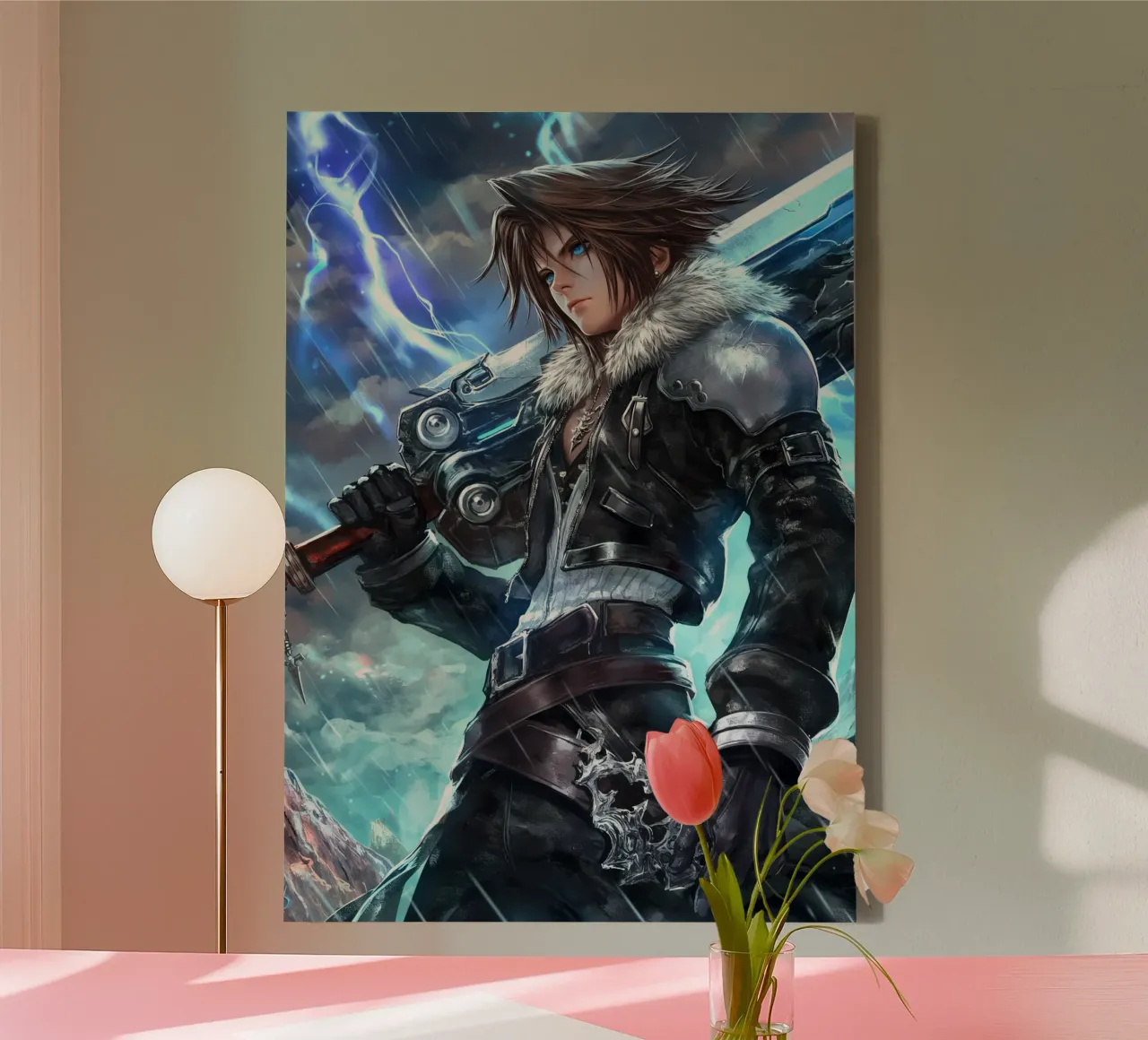 FFVIII FF8 Squall Leonhart Final Fantasy canvas with Floater frame by Fleur de Lys