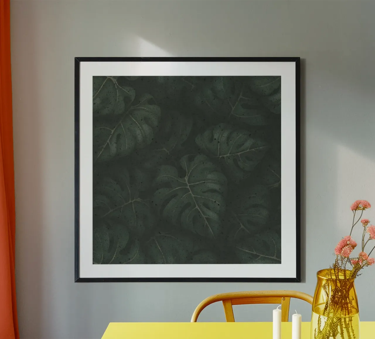 Monstera Blätter Illustration Dunkelgrünes Botanical Design poster de Stella-Illustrations